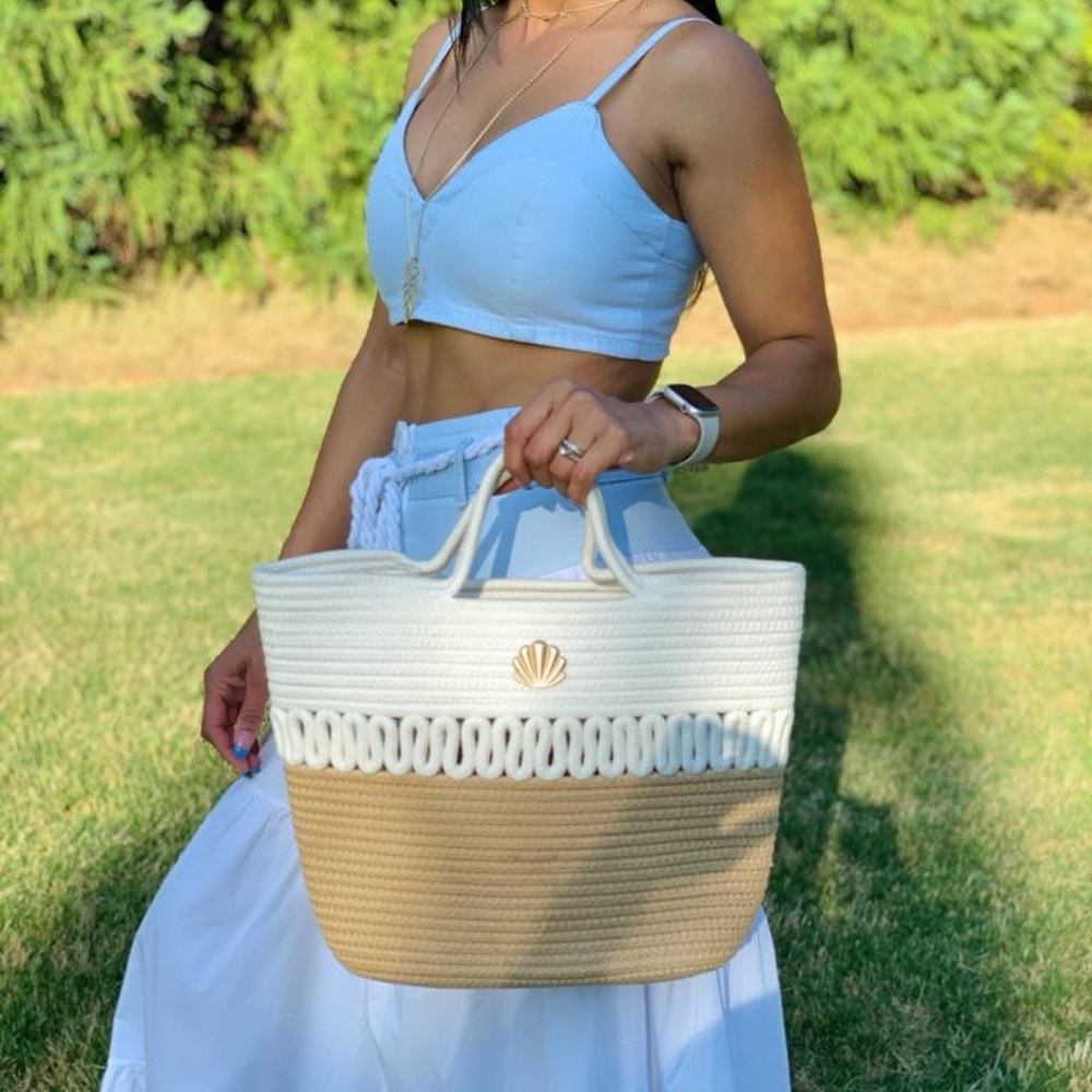 SMALL CAYMAN ISLAND Roped Woven Tote - Short Strap